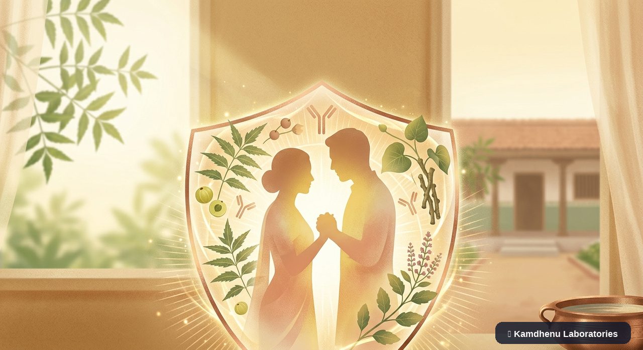 Editorial illustration representing AIDS for the Kamdhenu Laboratories educational wellness blog.