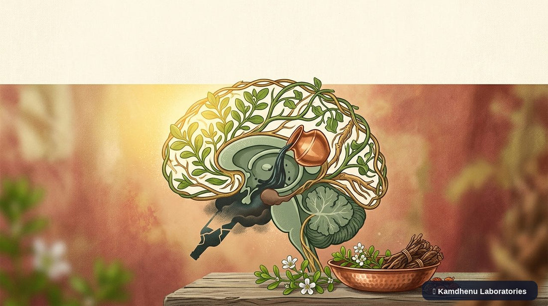 Editorial illustration representing Alcohol use disorder for the Kamdhenu Laboratories educational wellness blog.