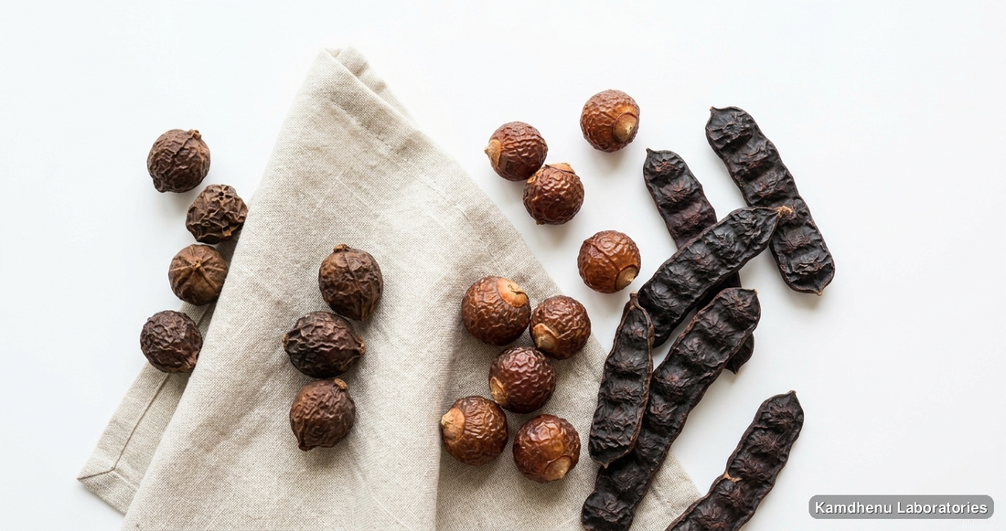 Awala Reetha Shikakai Powder (Small) — Ayurvedic powder containing amla. Clean product photograph on a soft light background.