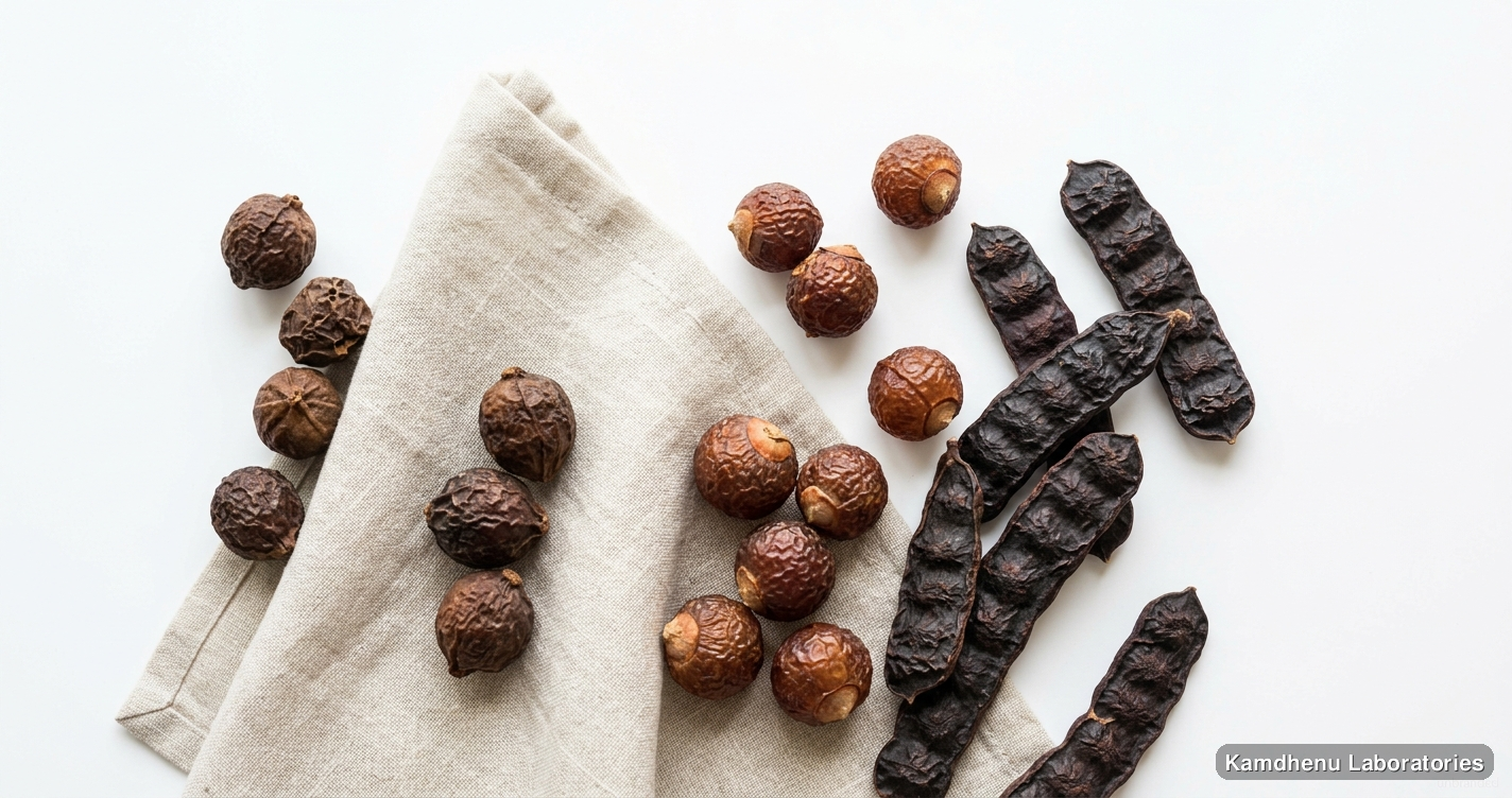 Awala Reetha Shikakai Powder (Small) — Ayurvedic powder containing amla. Clean product photograph on a soft light background.