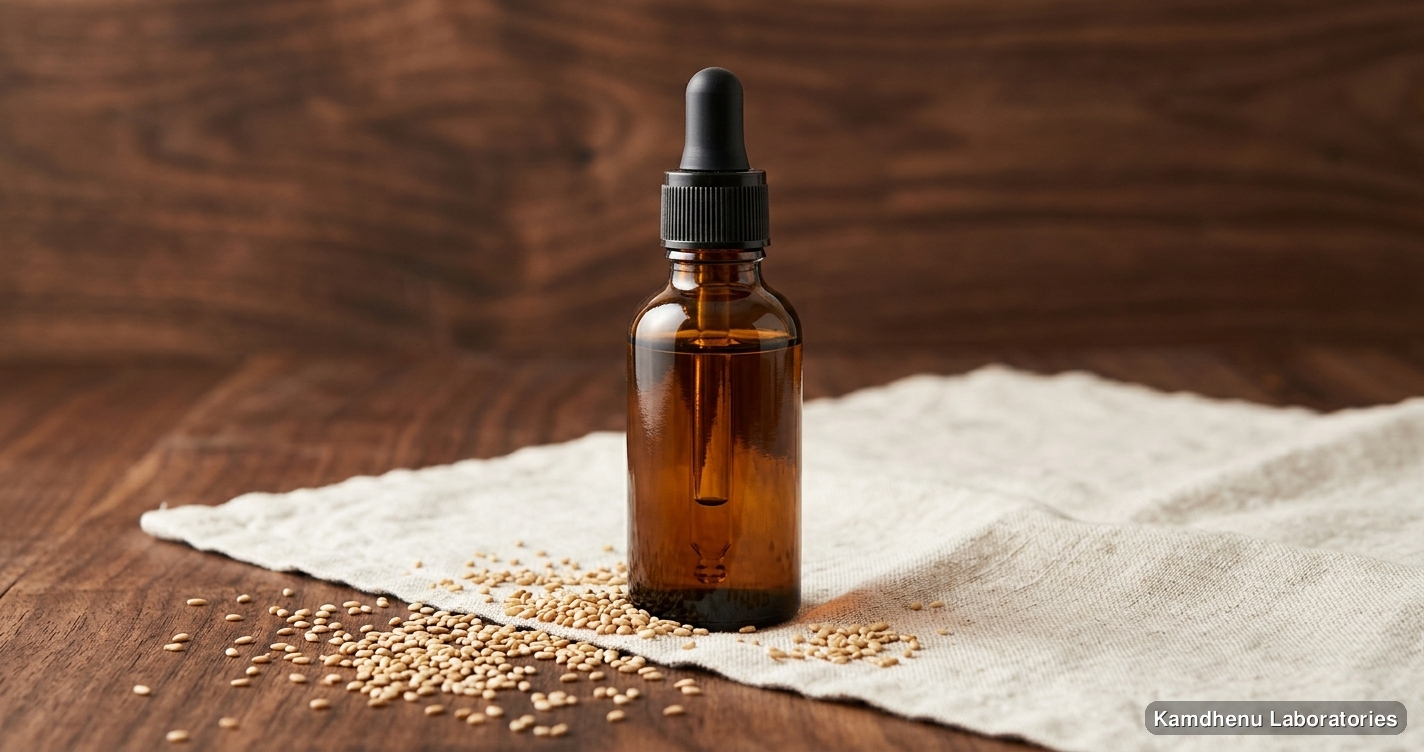 Ayurvedic oil — B-Akar Care Oil | 50 ml featuring til, photographed in a wellness setting