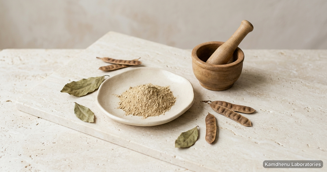 Babool Phali Powder | Acacia arabica |  900 gm — Ayurvedic powder. Clean product photograph on a soft light background.