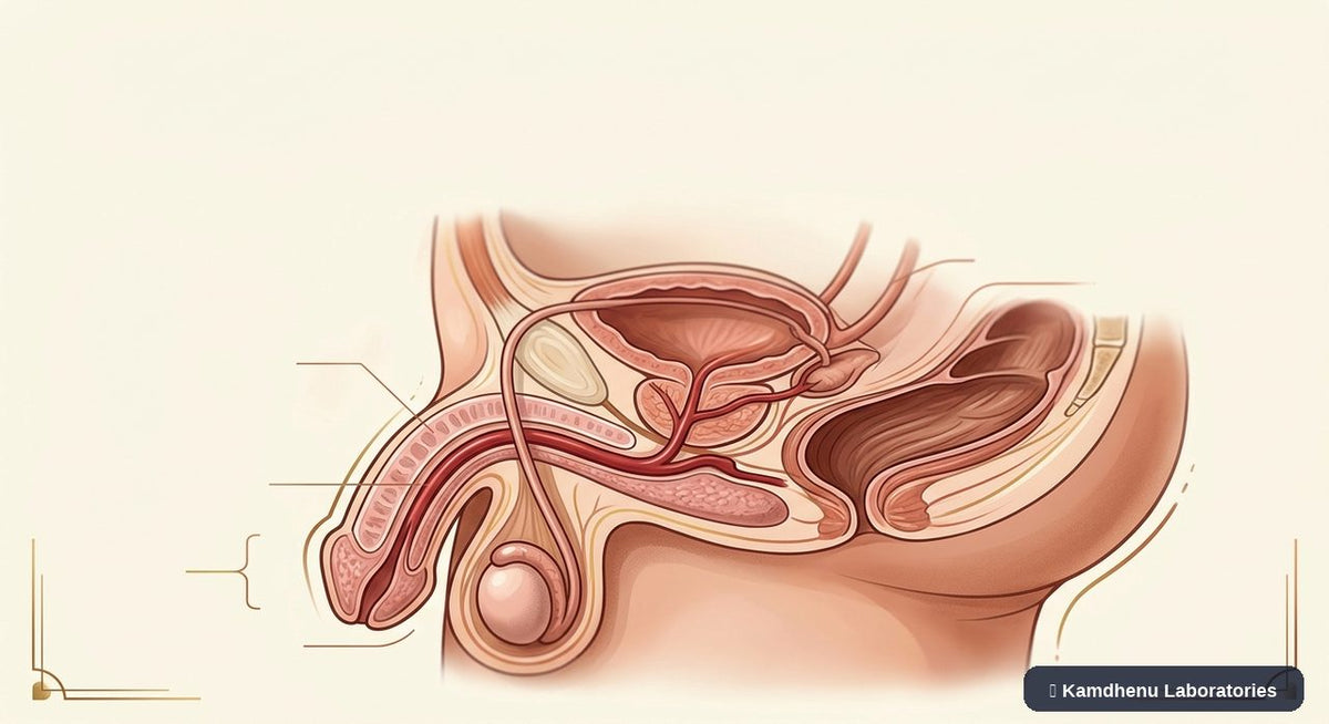 Editorial illustration representing Balanitis for the Kamdhenu Laboratories educational wellness blog.