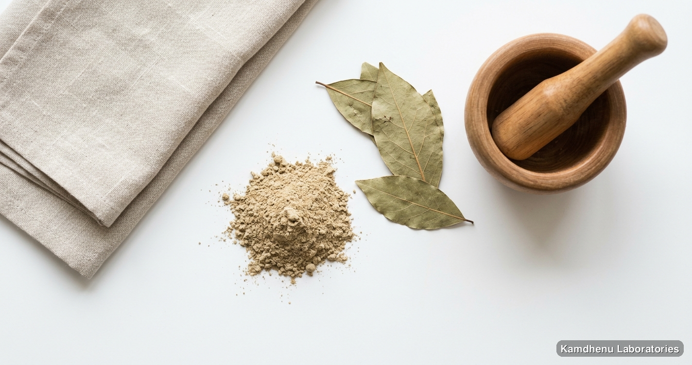 Bilva Patra Powder 250 Gram and 100 Gram — Ayurvedic powder. Clean product photograph on a soft light background.