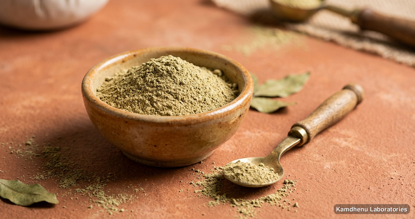 Ayurvedic powder — Bilva Patra Powder 250 Gram and 100 Gram, photographed in a wellness setting