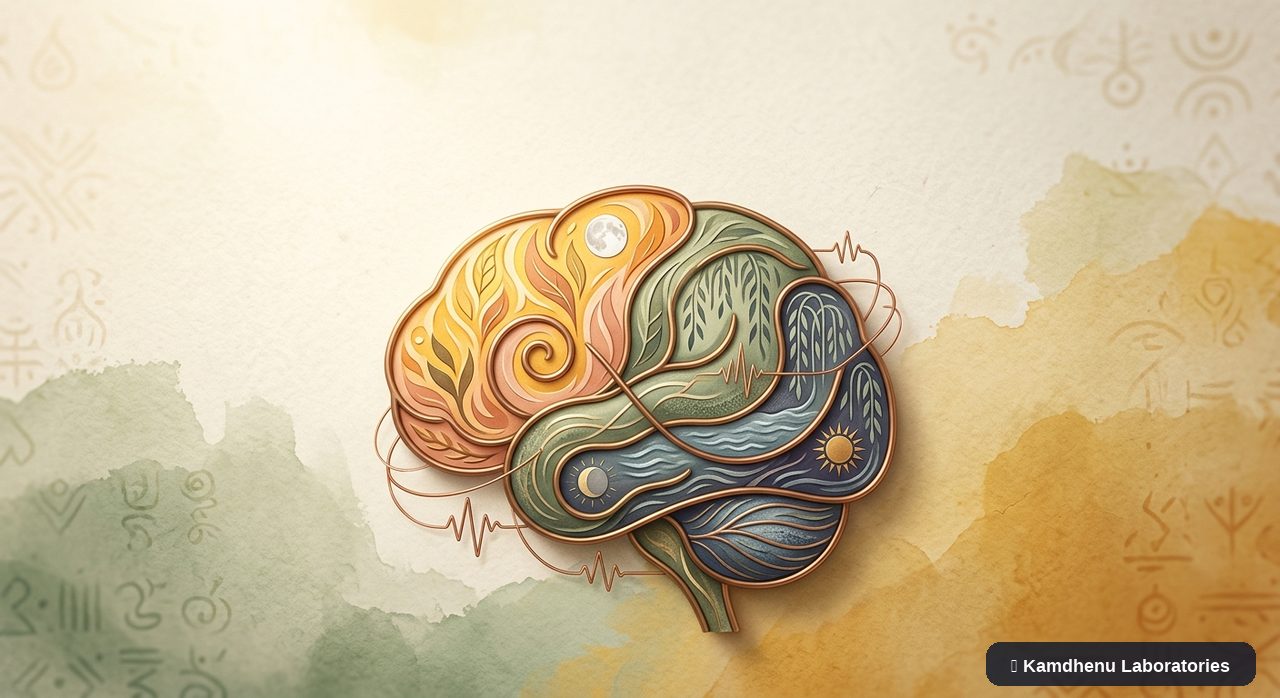 Editorial illustration representing Bipolar disorder for the Kamdhenu Laboratories educational wellness blog.