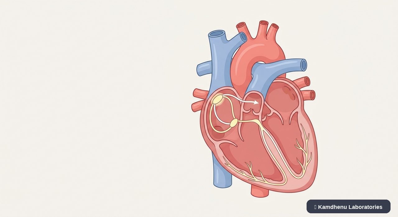 Editorial illustration representing Bradycardia for the Kamdhenu Laboratories educational wellness blog.