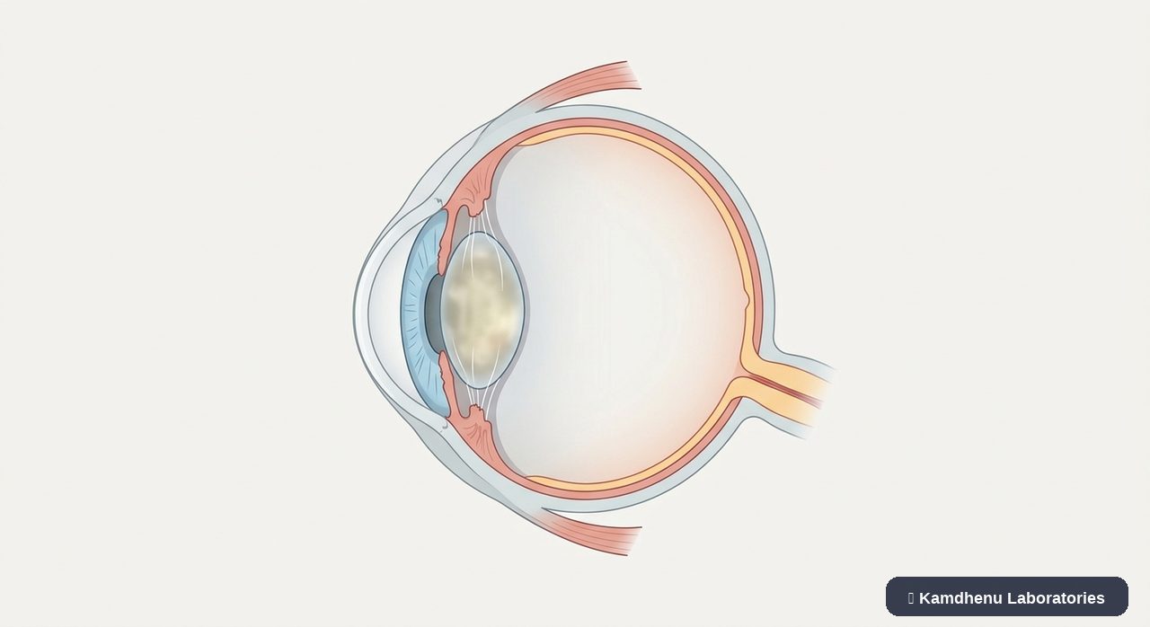 Editorial illustration representing Cataract for the Kamdhenu Laboratories educational wellness blog.