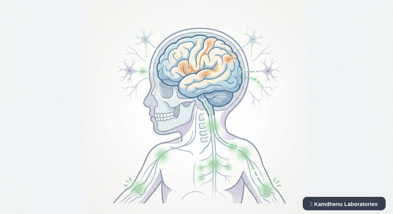 Editorial illustration representing Cerebral palsy for the Kamdhenu Laboratories educational wellness blog.