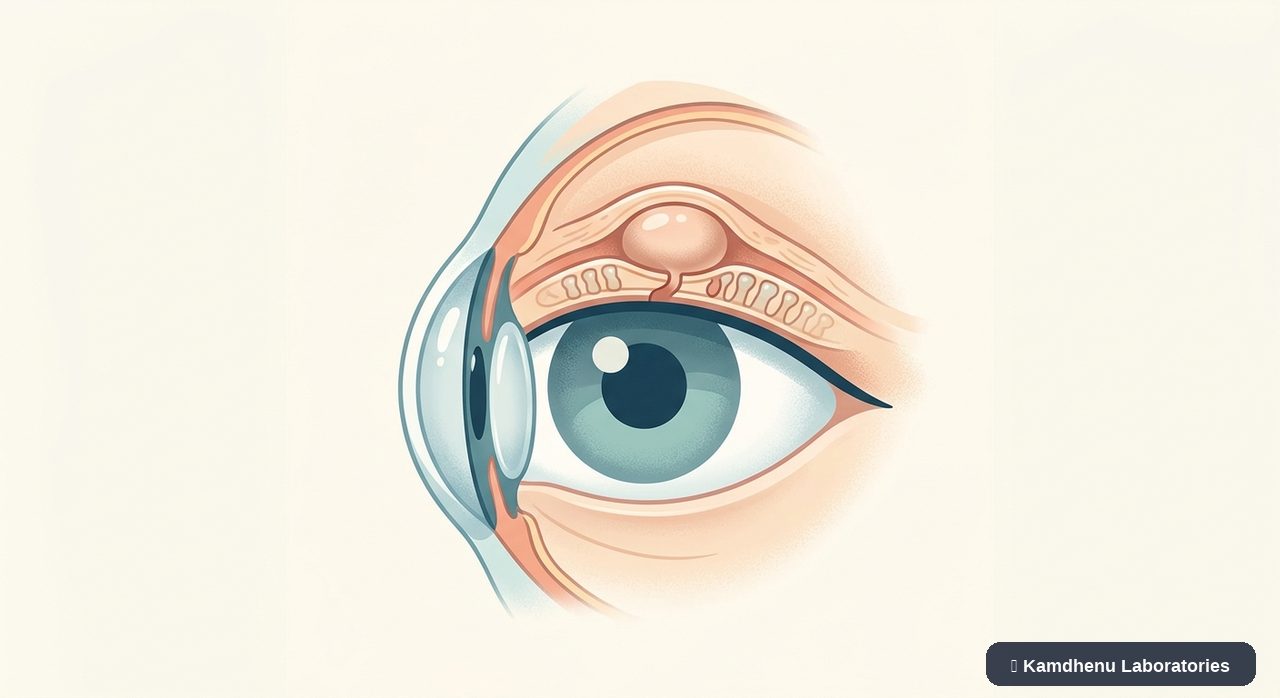 Editorial illustration representing Chalazion for the Kamdhenu Laboratories educational wellness blog.