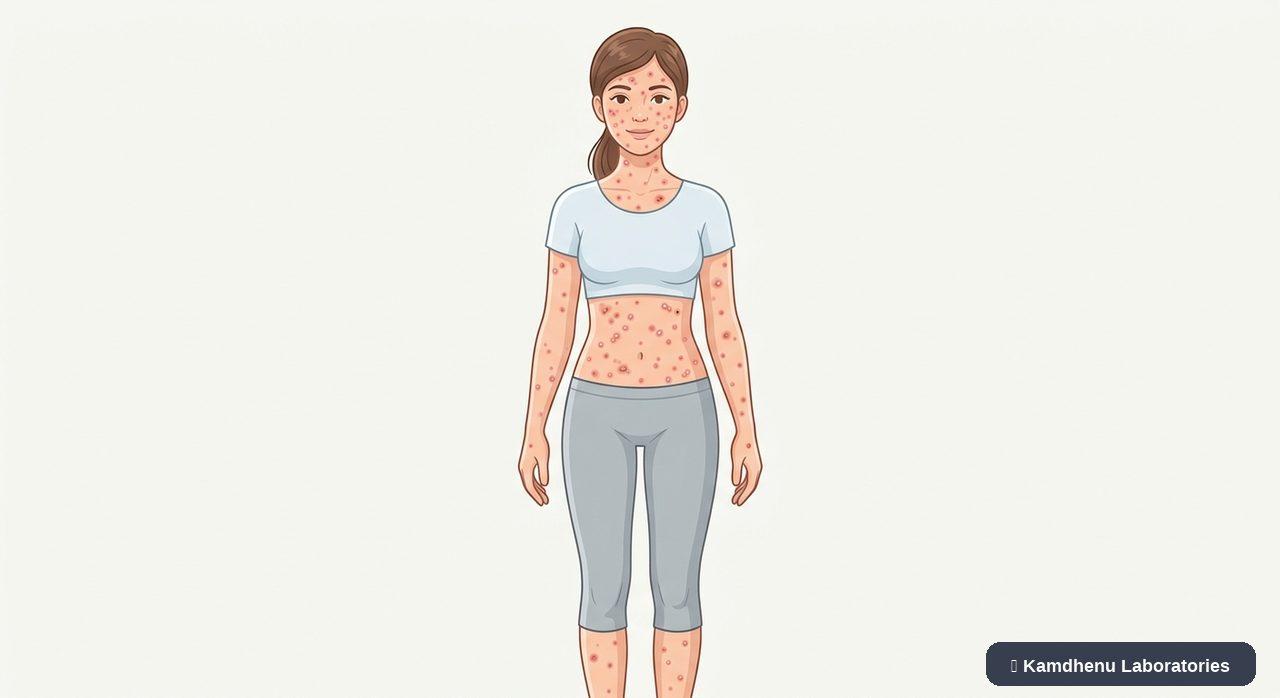 Editorial illustration representing Chickenpox for the Kamdhenu Laboratories educational wellness blog.