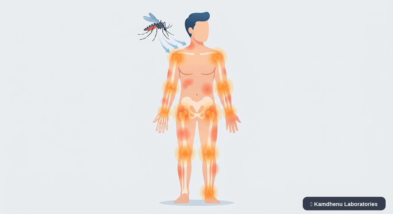 Editorial illustration representing Chikungunya for the Kamdhenu Laboratories educational wellness blog.