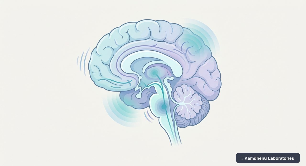 Editorial illustration representing Chronic migraine for the Kamdhenu Laboratories educational wellness blog.
