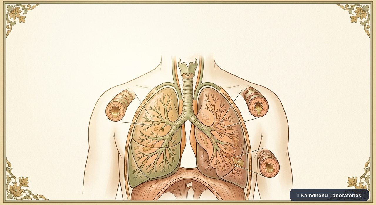 Editorial illustration representing Cystic fibrosis for the Kamdhenu Laboratories educational wellness blog.