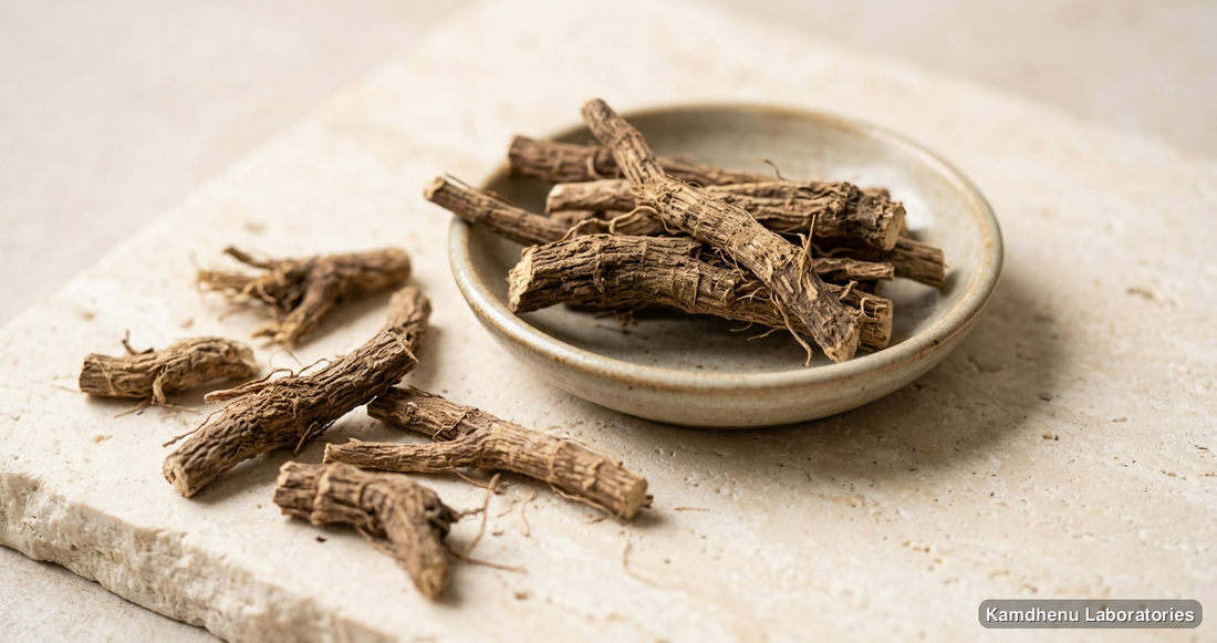 Dashmool Kwath Kan 100 Gm & 1000 Gm — Ayurvedic product containing hing. Clean product photograph on a soft light background.