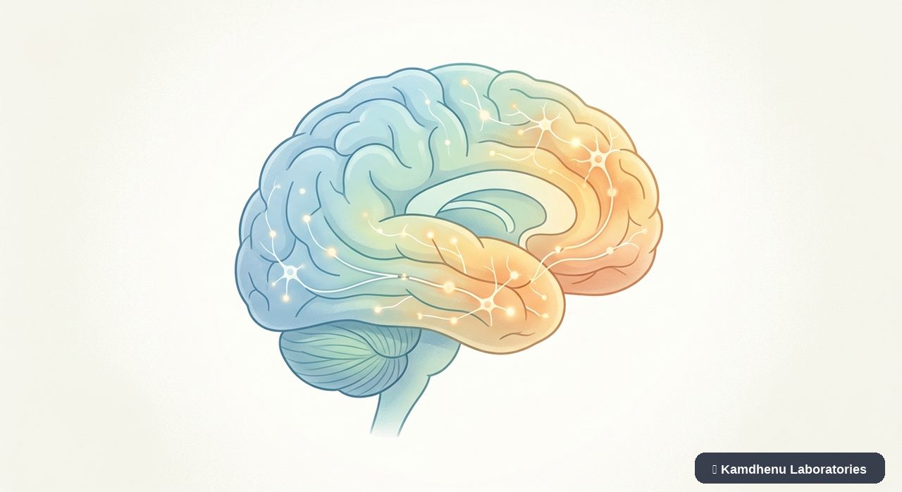 Editorial illustration representing Dementia for the Kamdhenu Laboratories educational wellness blog.