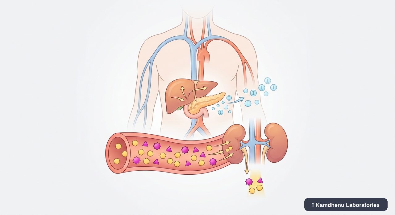 Editorial illustration representing Diabetic ketoacidosis for the Kamdhenu Laboratories educational wellness blog.