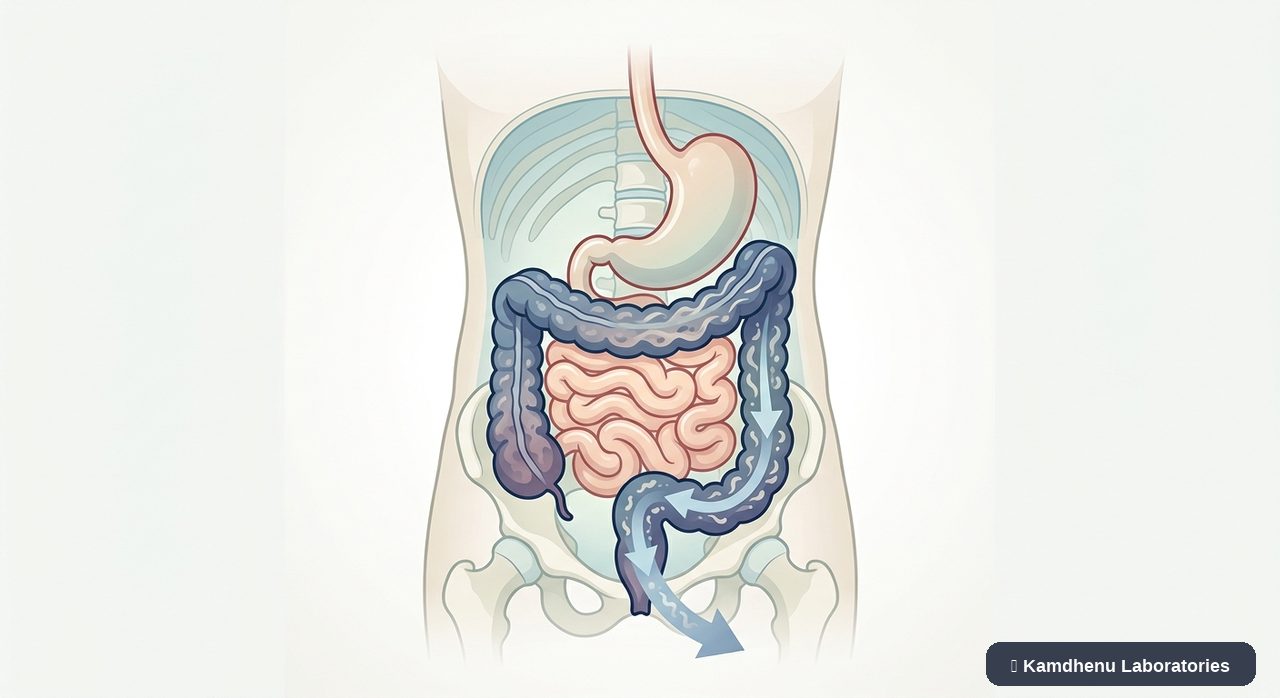 Editorial illustration representing Diarrhoea for the Kamdhenu Laboratories educational wellness blog.
