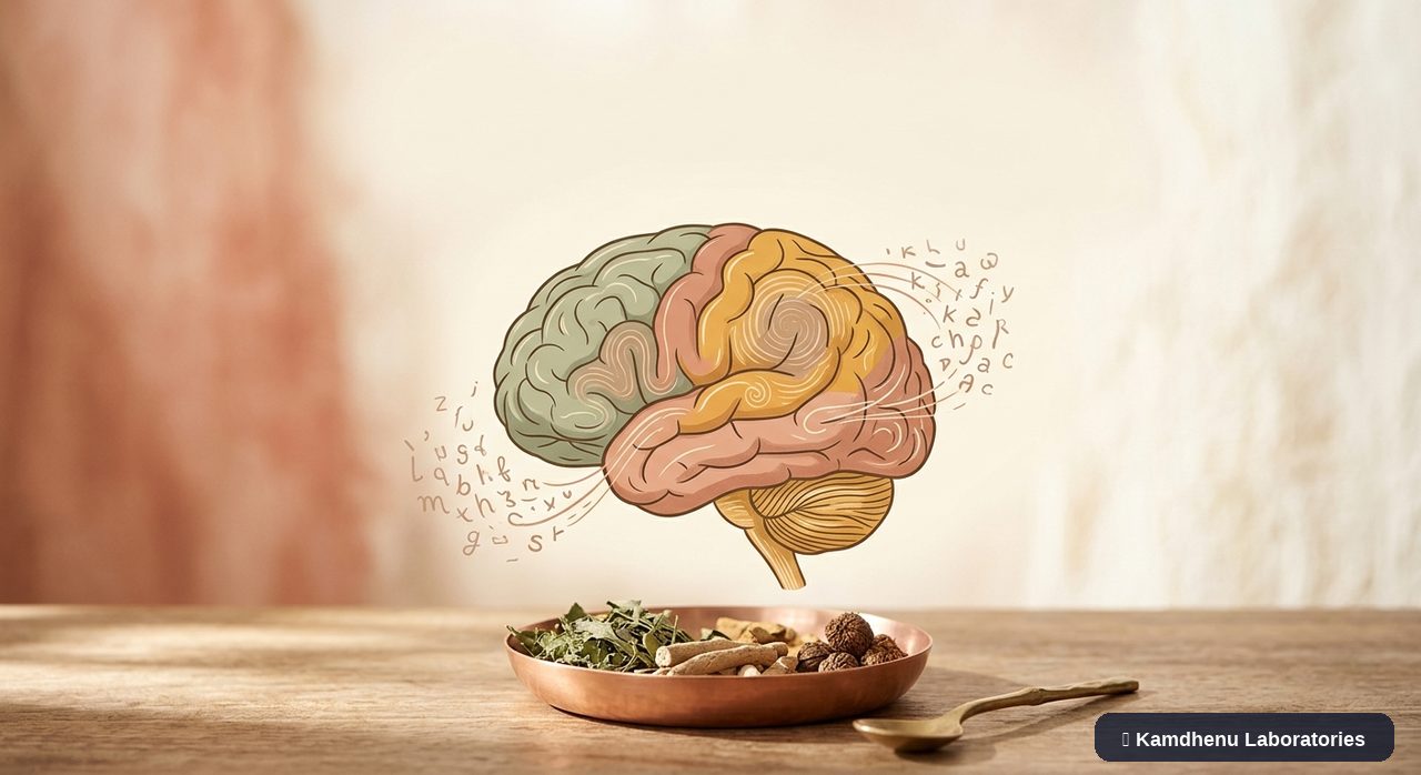 Editorial illustration representing Dyslexia for the Kamdhenu Laboratories educational wellness blog.