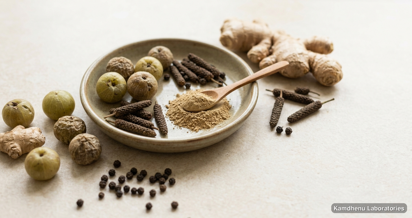 reputed Ayurvedic manufacturers Avipattikar Churna — 250 Gm & 100 Gm — Ayurvedic powder containing amla, ginger, pippali. Clean product photograph on a soft light background.