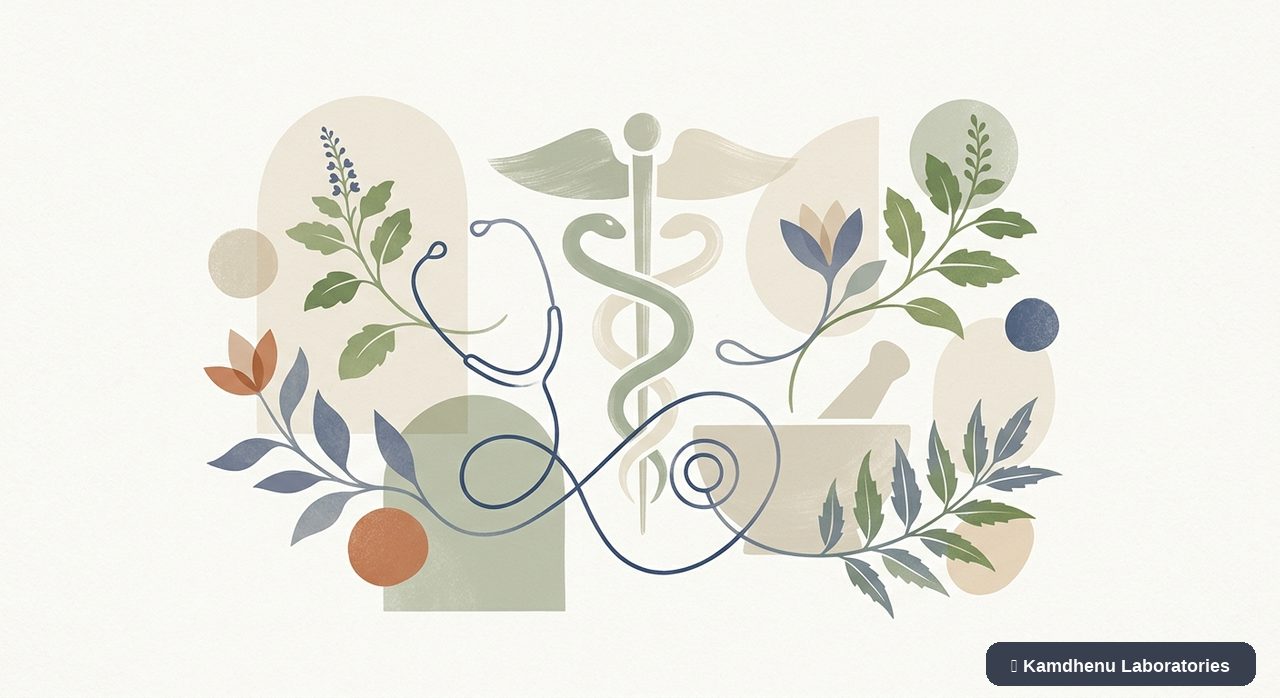 Editorial illustration representing Fibrocystic breast changes for the Kamdhenu Laboratories educational wellness blog.