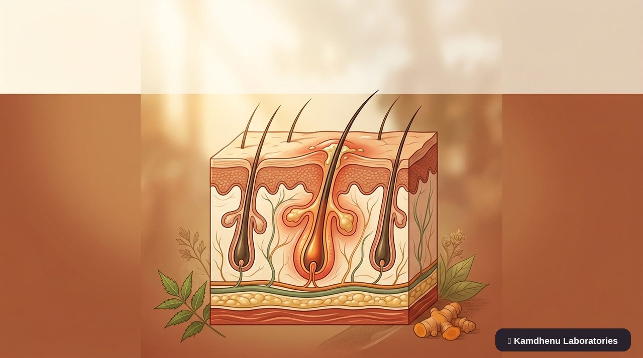 Editorial illustration representing Folliculitis for the Kamdhenu Laboratories educational wellness blog.
