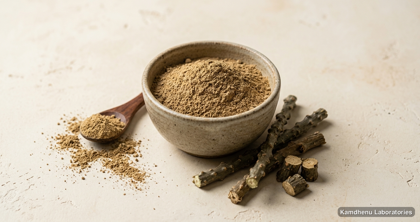 Ayurvedic powder — Giloy Powder featuring giloy, photographed in a wellness setting