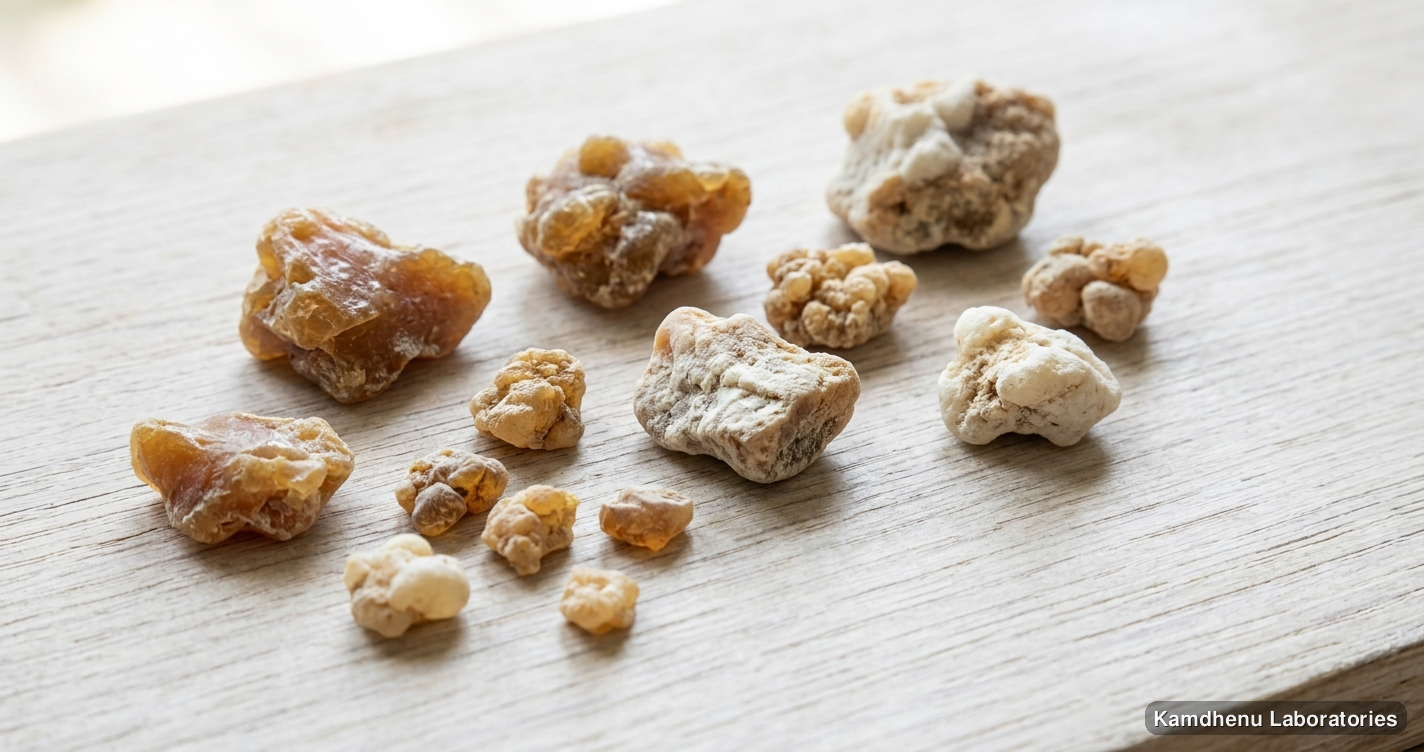 Gojhiwadhi Kwath Kan — Ayurvedic product containing hing. Clean product photograph on a soft light background.
