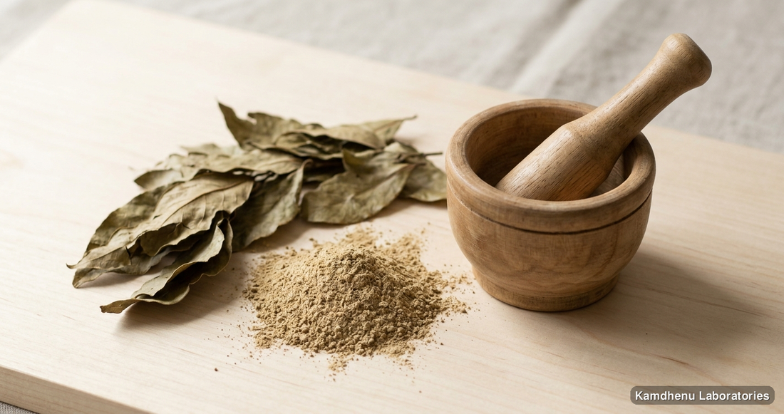 Gudhal Powder — Ayurvedic powder. Clean product photograph on a soft light background.