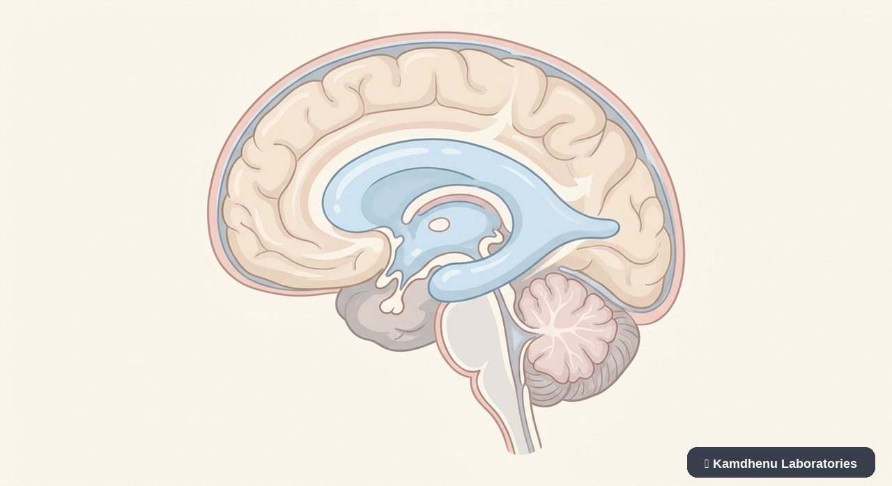 Editorial illustration representing Hydrocephalus for the Kamdhenu Laboratories educational wellness blog.