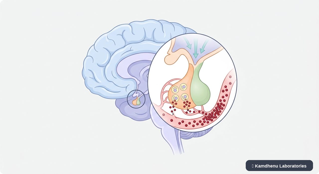 Editorial illustration representing Hyperprolactinaemia for the Kamdhenu Laboratories educational wellness blog.