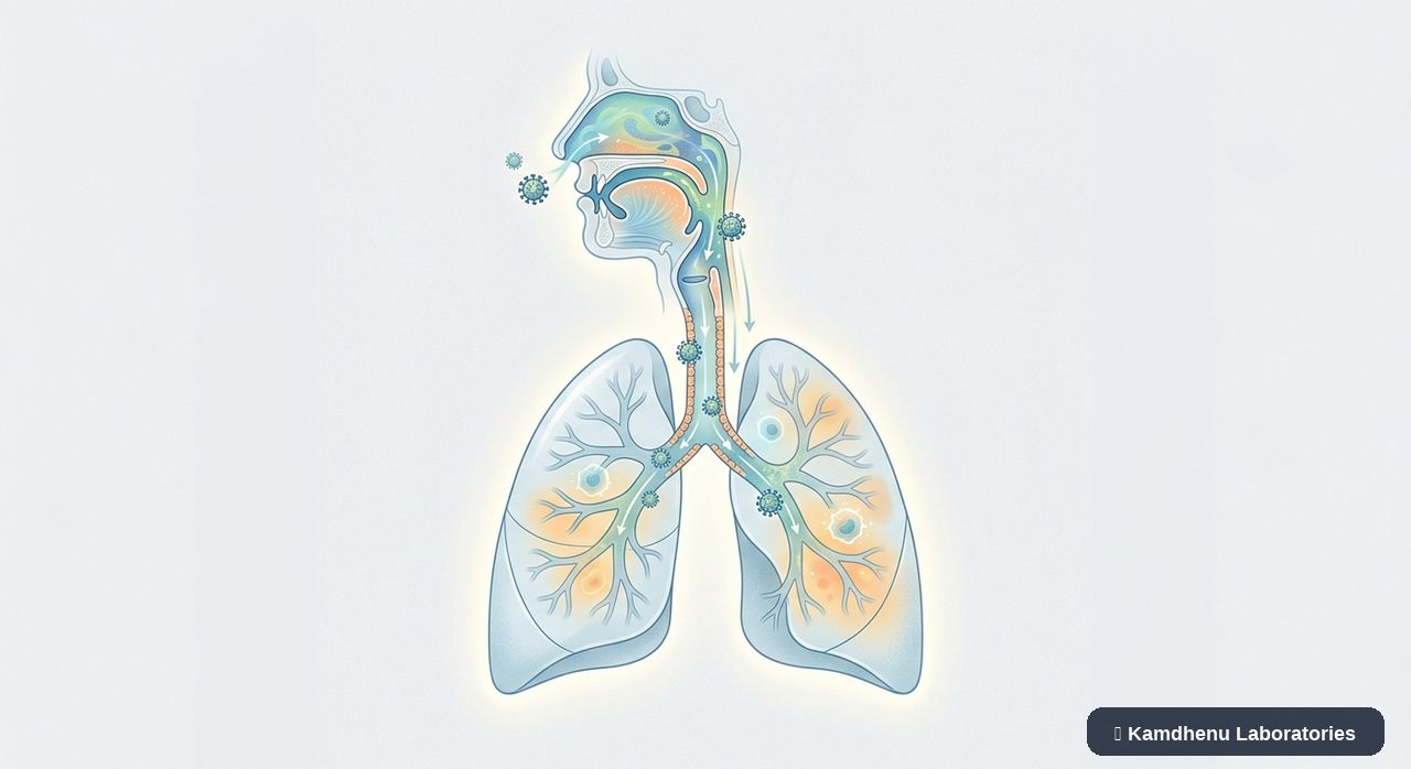Editorial illustration representing Influenza for the Kamdhenu Laboratories educational wellness blog.