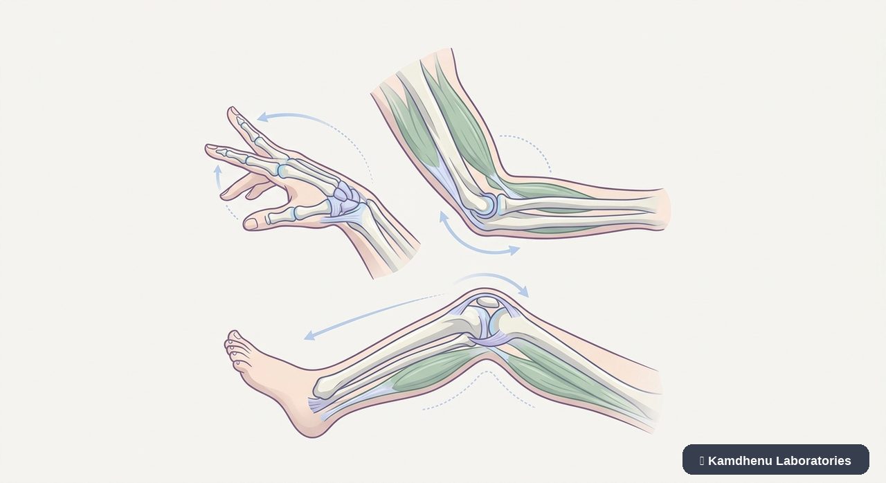 Editorial illustration representing Joint hypermobility syndrome for the Kamdhenu Laboratories educational wellness blog.