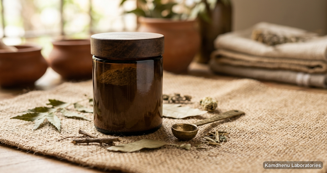 Ayurvedic product — Kaolin Clay | (200 g), photographed in a wellness setting