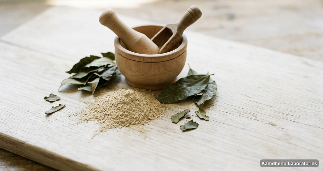 Kaolin Clay — Ayurvedic product. Clean product photograph on a soft light background.