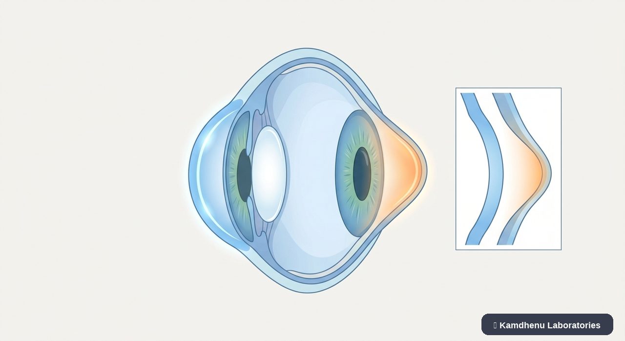 Editorial illustration representing Keratoconus for the Kamdhenu Laboratories educational wellness blog.