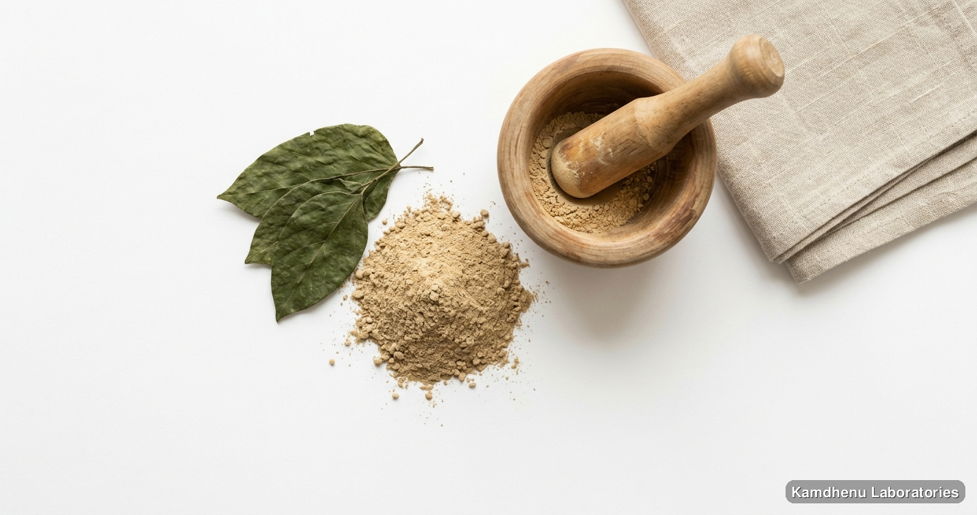 Kounch Seed Powder (Mucuna Pruriens) — Ayurvedic powder. Clean product photograph on a soft light background.