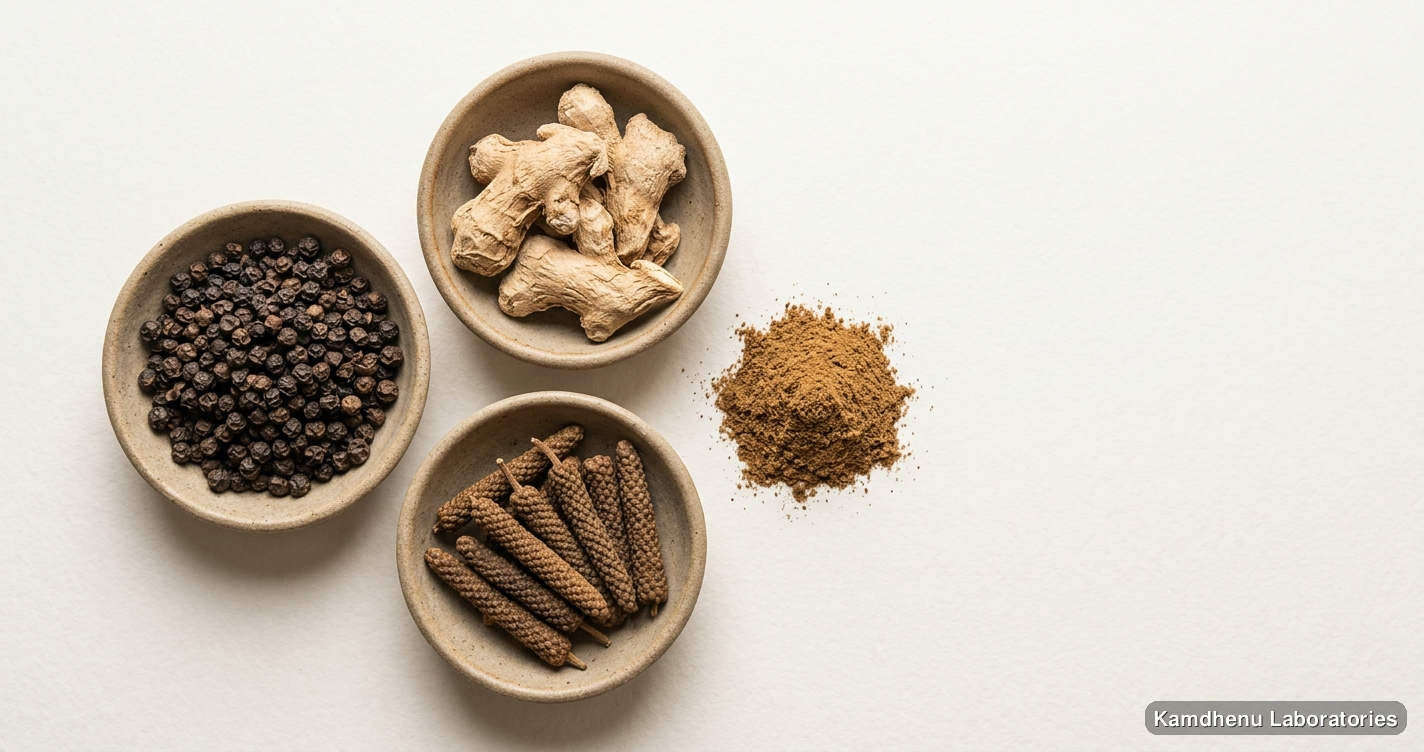 Lavan Bhaskar Churna | 250g — Ayurvedic powder containing trikatu. Clean product photograph on a soft light background.