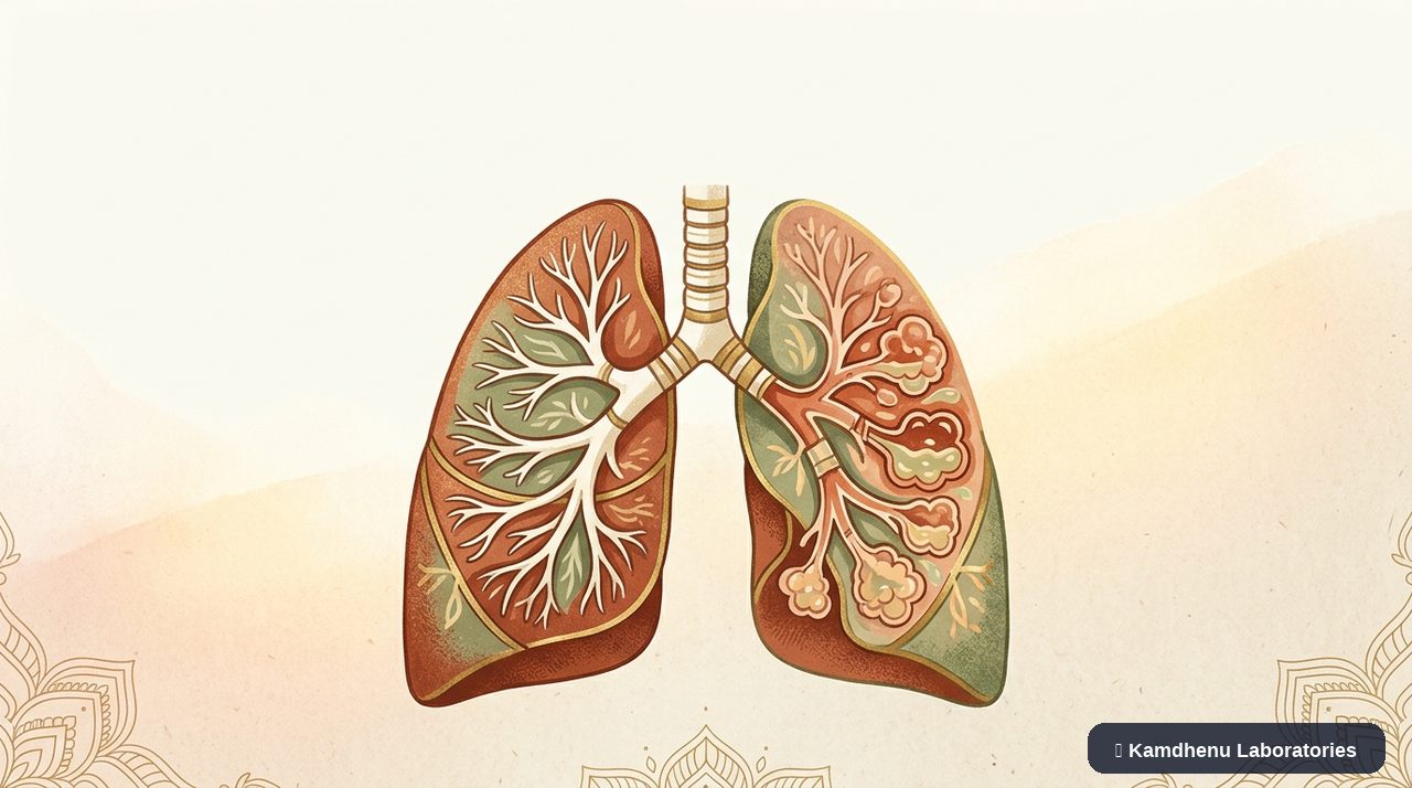 Editorial illustration representing Legionnaires' disease for the Kamdhenu Laboratories educational wellness blog.
