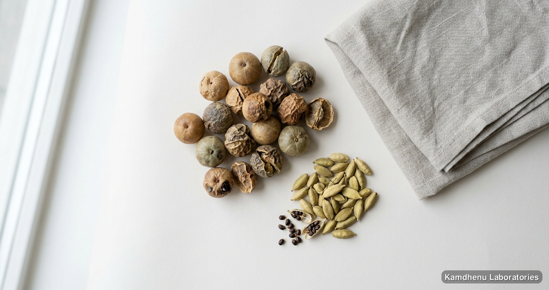 Madhu Awala Rasayan — Ayurvedic juice containing amla, elaichi. Clean product photograph on a soft light background.