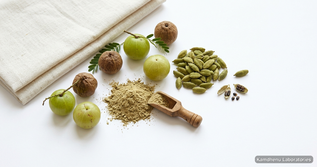 Madhu Awala Rasayan — Ayurvedic juice containing amla, elaichi. Clean product photograph on a soft light background.