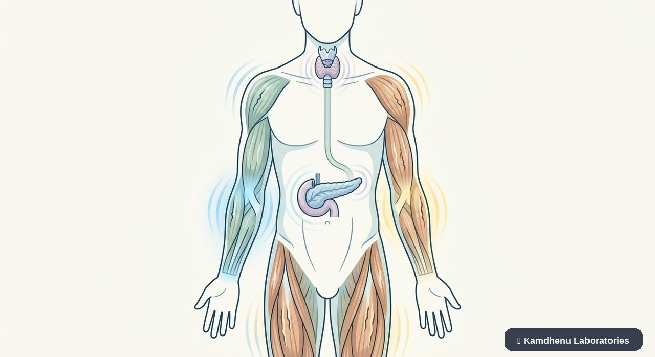 Editorial illustration representing Magnesium deficiency for the Kamdhenu Laboratories educational wellness blog.