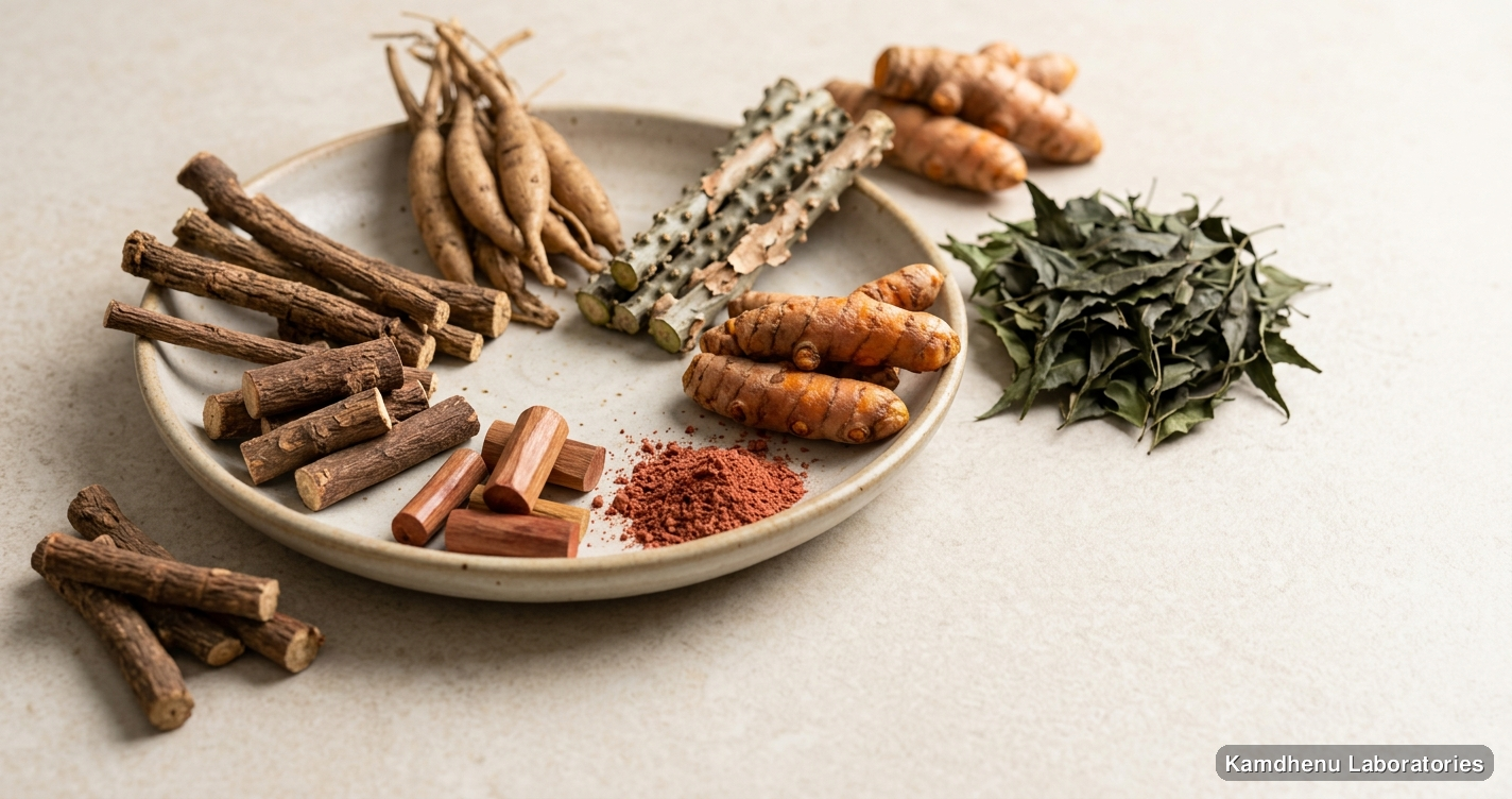 Maha Majisthadhi Kwath Kan | 250GM — Ayurvedic product containing shatavari, neem, haldi. Clean product photograph on a soft light background.