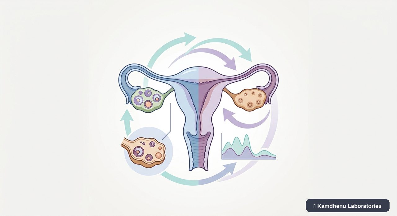 Editorial illustration representing Menopause for the Kamdhenu Laboratories educational wellness blog.
