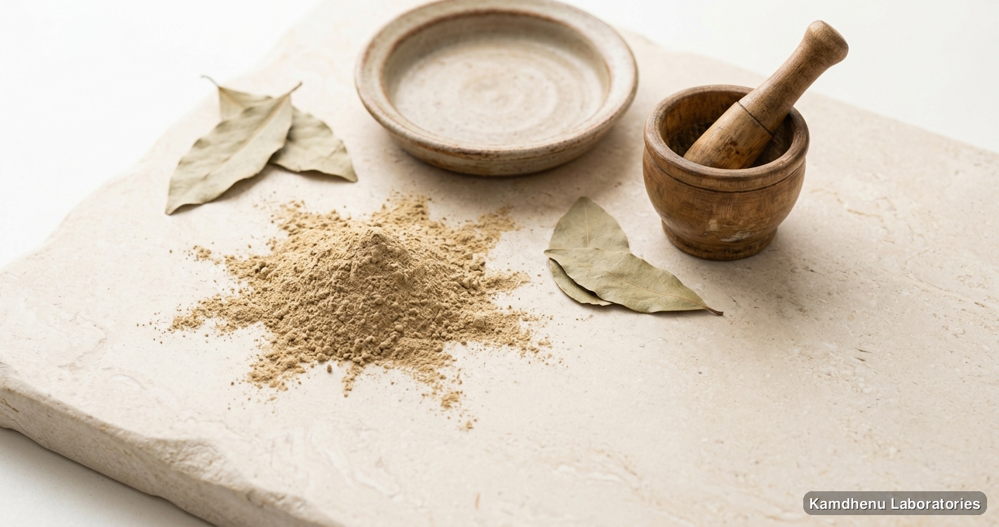 Nagarmotha Powder — Ayurvedic powder. Clean product photograph on a soft light background.