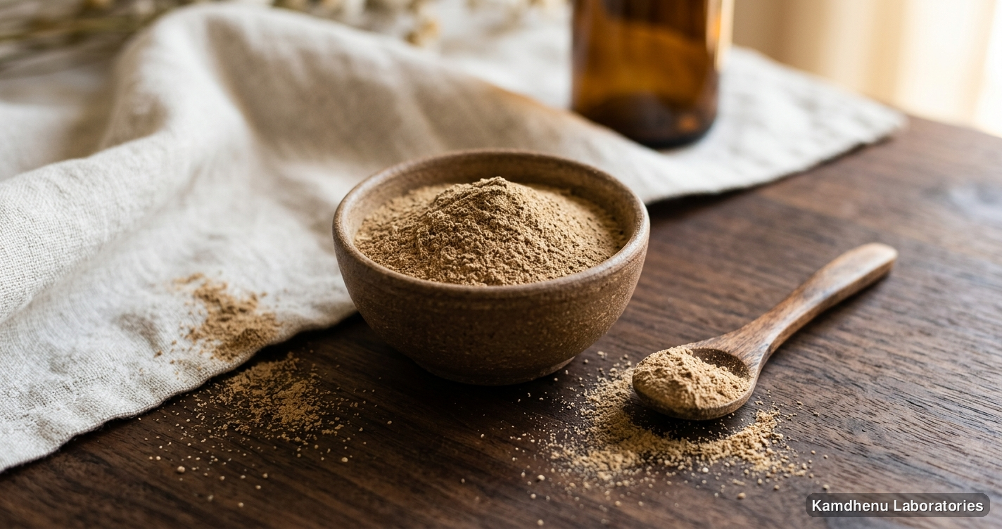 Ayurvedic powder — Nagarmotha Powder, photographed in a wellness setting
