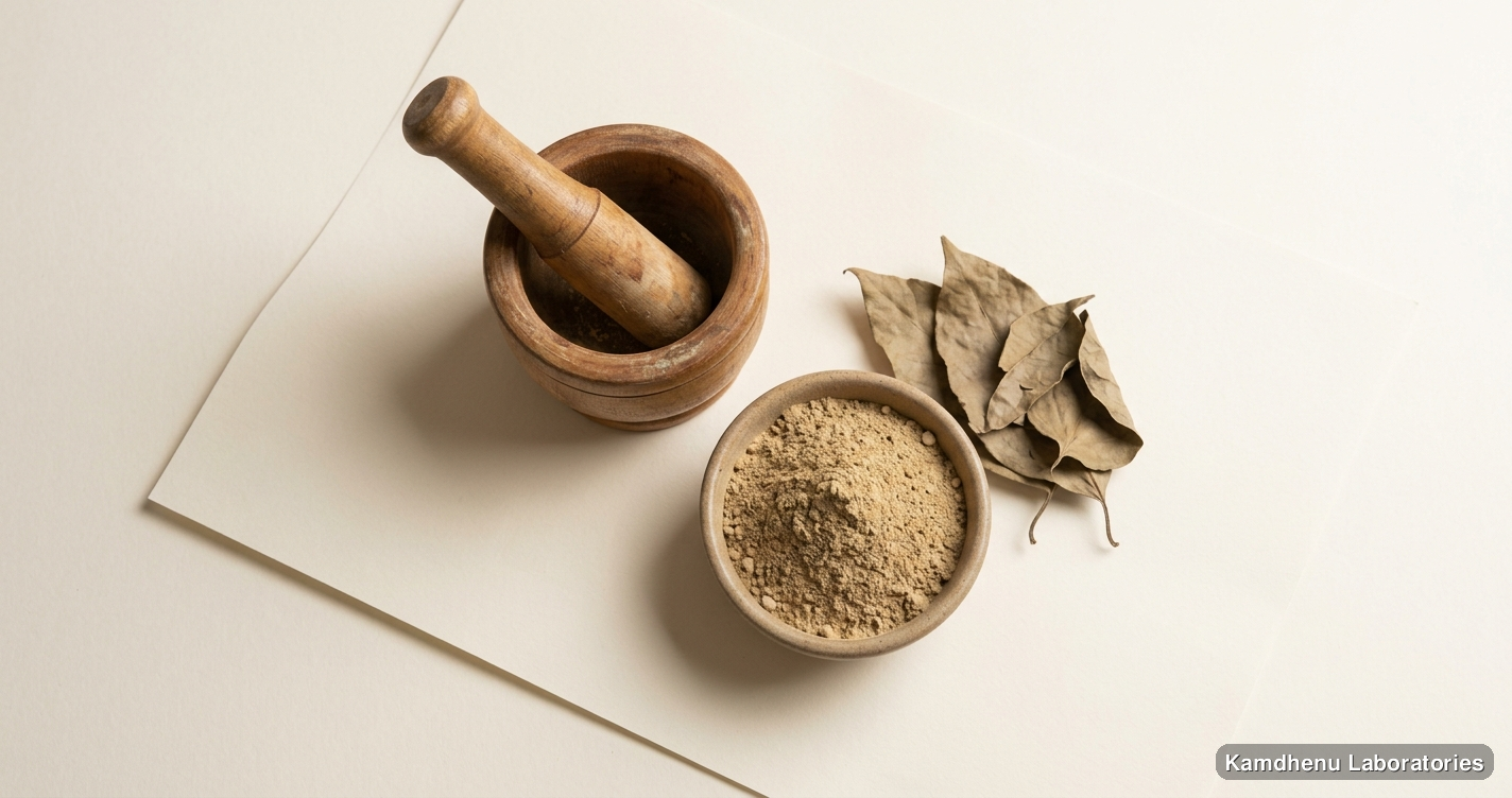 Nirgundi Powder — Ayurvedic powder. Clean product photograph on a soft light background.