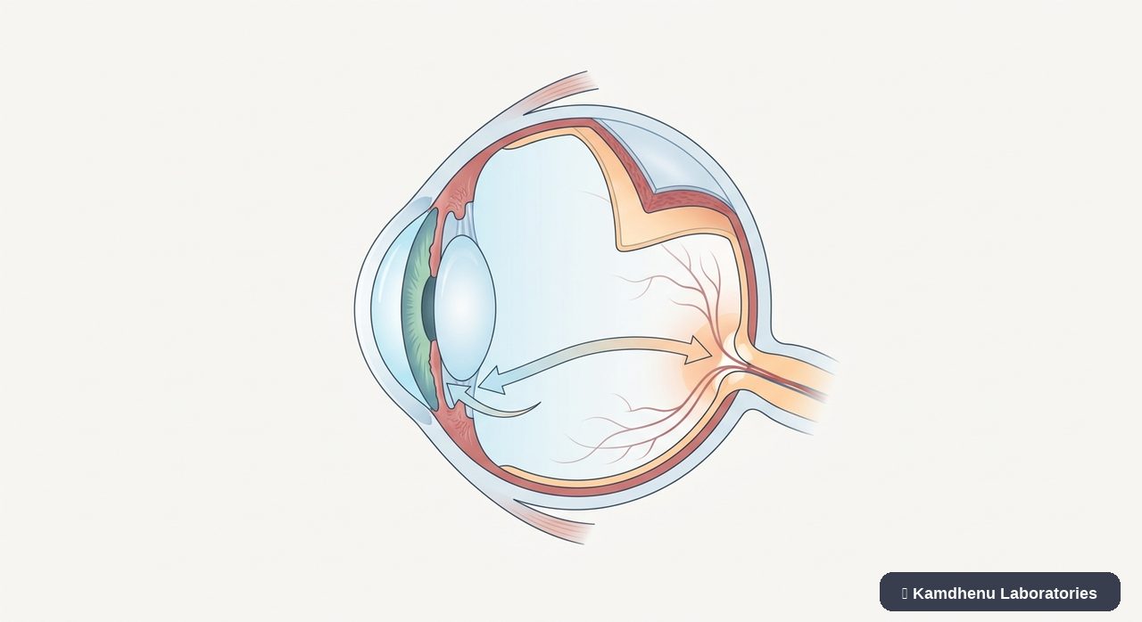 Editorial illustration representing Open-angle glaucoma for the Kamdhenu Laboratories educational wellness blog.