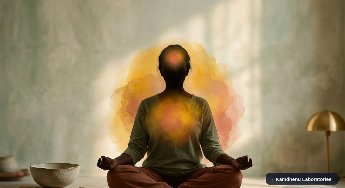 Editorial illustration representing Panic attacks for the Kamdhenu Laboratories educational wellness blog.