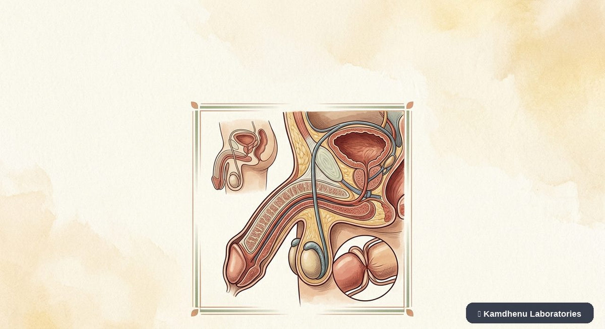 Editorial illustration representing Paraphimosis for the Kamdhenu Laboratories educational wellness blog.